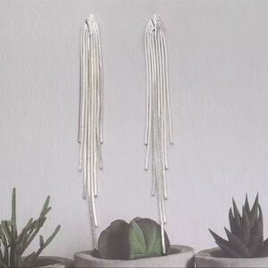 925 Sterling Silver Snake Chain Tassel Earrings Long Dangle Drop Jewelry Gift